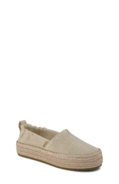 Toms Kid's Valencia Platform Kids Espadrille Champagne Glimmer Slip On In Brown