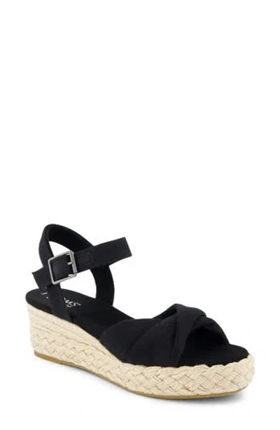 Toms Kinsley Ankle Strap Espadrille Platform Wedge Sandal In Black