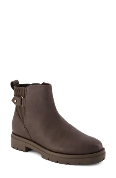 Toms Leather Chelsea Bootie In Brown
