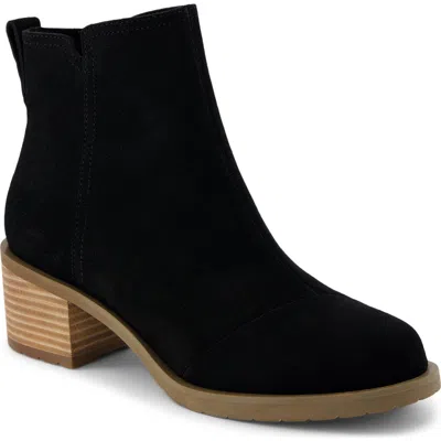 Toms Women's Leighton Block Heel Boots In Black Suede
