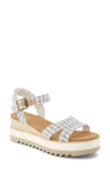 Toms Wide Triangle Woven Wedge Sandal In White Multi