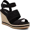 Toms Madelyn Sandal Women's Us 8 Black Suede Ankle Strap Wedge Heel Gbnc491