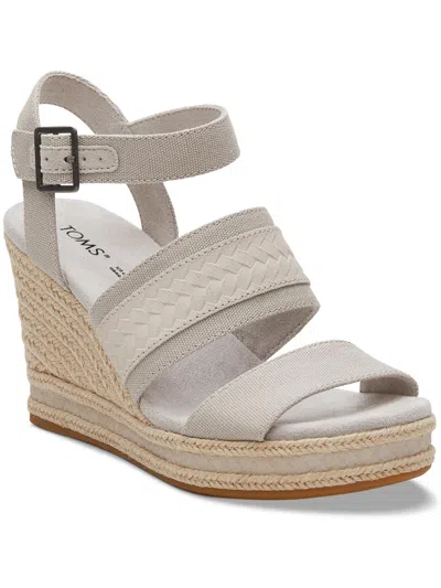 Toms Madelyn Womens Strappy Buckle Wedge Sandals In Grey