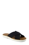 Toms Mae Crisscross Slide Sandal In Black Heavy Canvas