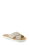 Toms Mae Crisscross Slide Sandal In Champagne Metallic Suede