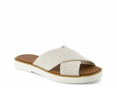 Toms Mae Crisscross Slide Sandal In Champagne Metallic Suede