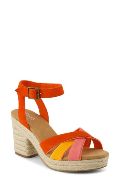 Toms Majorca Ankle Strap Platform Sandal In Flame Suede
