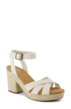 Toms Majorca Ankle Strap Platform Sandal In Almond Raffia