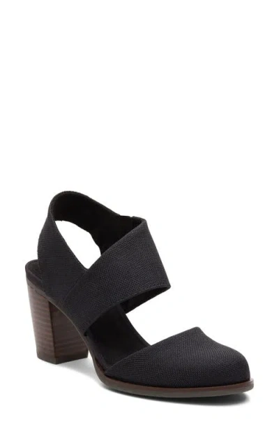 Toms Majorca Cutout Pump In Black Heavy Canvas