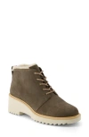 Toms Maude Lace-up Wedge Bootie In Green/ Faux Fur