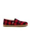 Toms Men's Alp Fwd Buffalo Plaid Red Faux Shearling Slip On In Animal Print