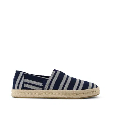 Toms Men's Alpargata Rope 2.0 Espadrille Navy Beach Stripe In Blue