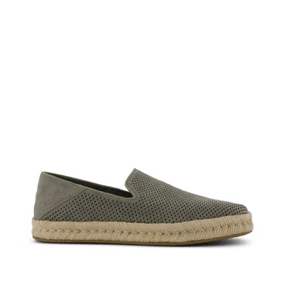 Toms Men's Santiago Loafer Vetiver Grey Diamond Perforated Suede Slip On In Animal Print