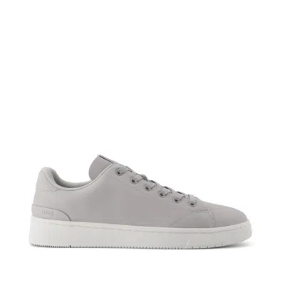 Toms Men's Trvl Lite Light Gray Leather Lace Up Sneaker