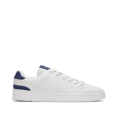 TOMS MEN'S TRVL LITE WHITE AND BLUE LEATHER LACE-UP SNEAKER