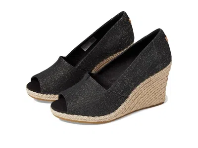 Toms Michelle Sandals Women's Black Slip On Wedge Heel Espadrille Jobb699