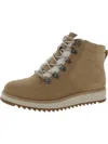 TOMS MOJAVE WOMENS LEATHER FAUX FUR LINED COMBAT & LACE-UP BOOTS