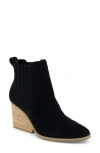 Toms Women's Noa Suede Pull On Wedge Bootie In Black