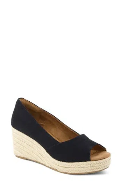 Toms Rania Peep Toe Wedge Pump In Blue