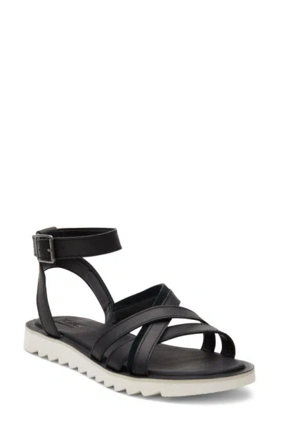 Toms Rory Ankle Strap Sandal In Black Leather