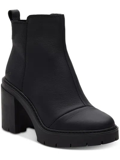 Toms Rya Womens Leather Round Toe Ankle Boots In Black