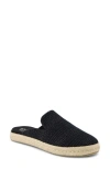Toms Santiago Espadrille Mule In Black Metallic Linen Stripe
