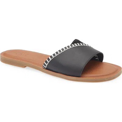 Toms Shea Leather Slide Sandal In Black