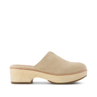 Toms Shoes Addison Natural Suede Deco Stitch Clog Heel In Multi
