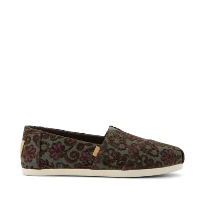 Toms Shoes Alpargata Basil Green Floral Brocade In Multi