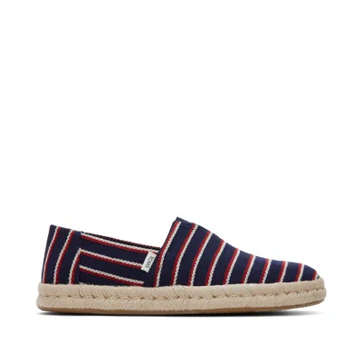 Toms Shoes Alpargata Navy Woven Stripes Rope 2.0 Espadrille In Multi