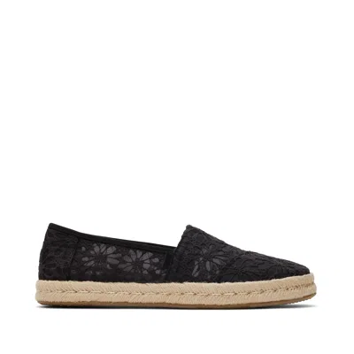 Toms Shoes Alpargata Rope 2.0 Black Floral Lace Espadrille In Multi