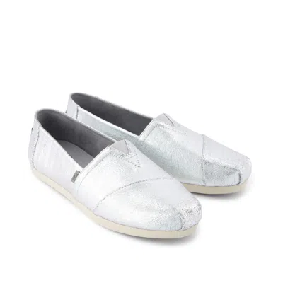 Toms Shoes Alpargata Silver Metallic Herringbone