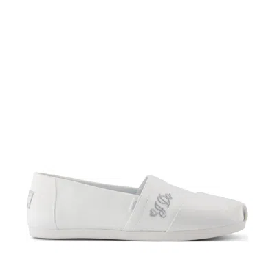 Toms Shoes Alpargata White Satin Embroidered I Do
