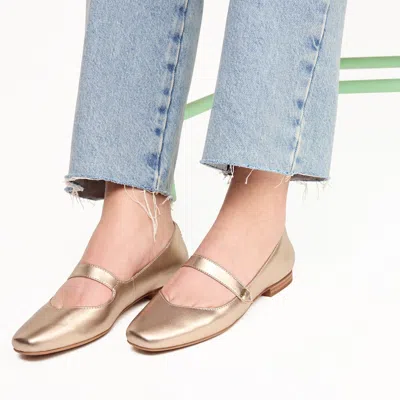 Toms Shoes Bianca Gold Metallic Leather Flat In Multi