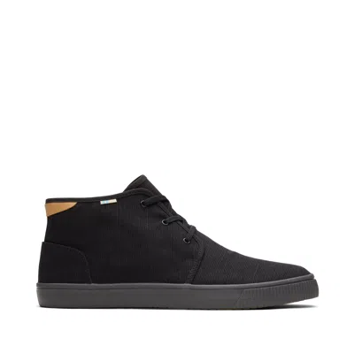 Toms Shoes Black Canvas Mens Carlo Mid Top Sneakers In Multi