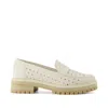 Toms Shoes Cara Loafer Light Sand Leather Embossed Perforated In White