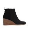 Toms Shoes Clare Black Leather Wedge Boot In Black