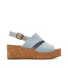 Toms Shoes Claudine Blue Denim Wedge Sandal In Blue