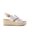 Toms Shoes Claudine Blue Picnic Plaid Wedge Sandal In Multi