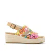 Toms Shoes Claudine Painted Floral Wedge Sandal In Multi
