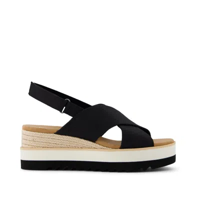 Toms Shoes Diana Crossover Black Wedge Sandal