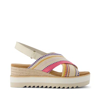 Toms Shoes Diana Crossover Fuchsia Stripes Wedge Sandal