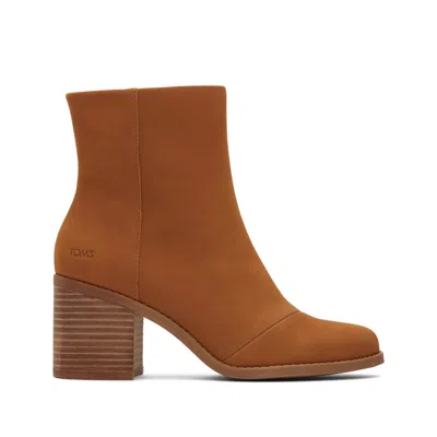 Toms Shoes Evelyn Tan Leather Heeled Boot In Brown