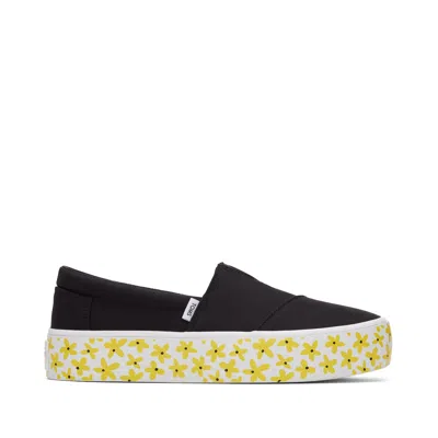 Toms Shoes Fenix Platform Black Daisies Sneaker In Multi