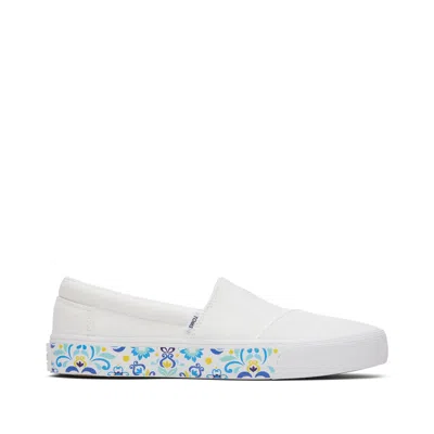 Toms Shoes Fenix White Washed Canvas Sneaker In Multi
