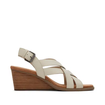 Toms Shoes Gracie Cream Leather Wedge Sandal In Multi
