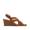 Toms Shoes Gracie Tan Leather Wedge Sandal In Multi