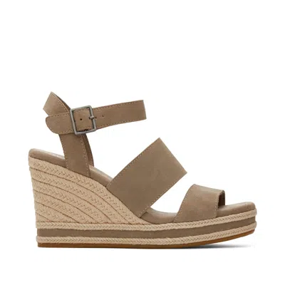 Toms Shoes Madelyn Taupe Suede Wedge Sandal