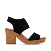 Toms Shoes Majorca Black Suede Platform Cork Sandal In Multi