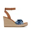 Toms Shoes Marisela Navy Washed Denim Wedge Sandal In Multi